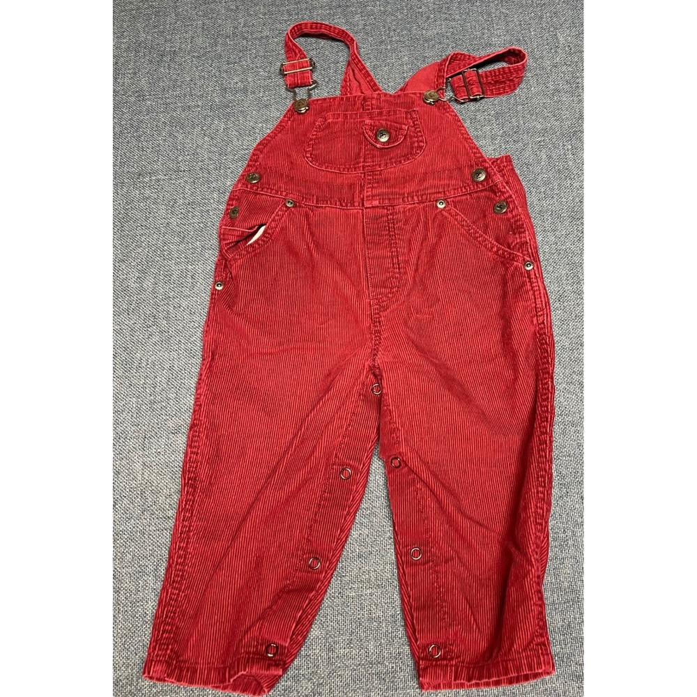 Arizona Jean Co Baby Red Corduroy Overalls 24 Months Snap Leg Bib Dungarees